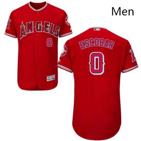Mens Majestic Los Angeles Angels of Anaheim 0 Yunel Escobar Red Alternate Flexbase Authentic Collection MLB Jersey